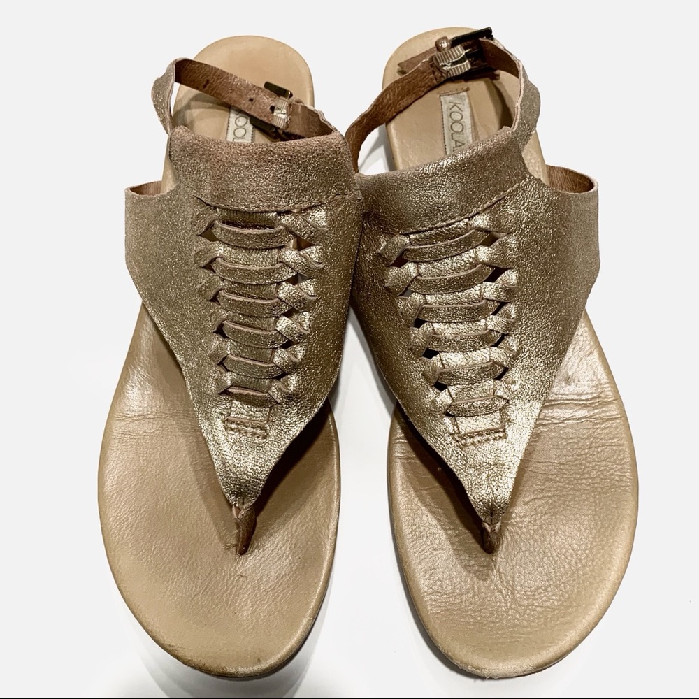 KOOLABURRA METALLIC GLADIATOR SANDALS SLINGBACK GOLD METALLIC THONG SANDALS